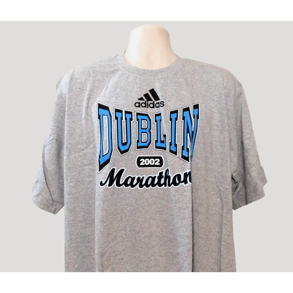 Adidas Dublin Marathon 2002 T-Shirt XL Gray Blue Graphics - Picture 2 of 7